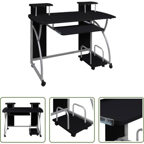 vidaXL Scrivania per ufficio -  Scrivania da Computer Nera 110x52x88,5 cm in Legno Multistrato