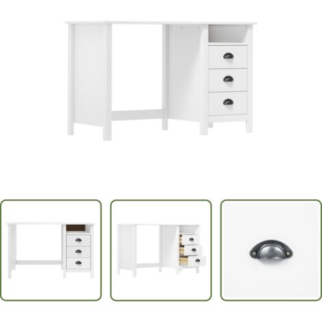 vidaXL Scrivania per ufficio - Scrivania Hill 3 Cassetti 120x50x74 cm Massello di Pino