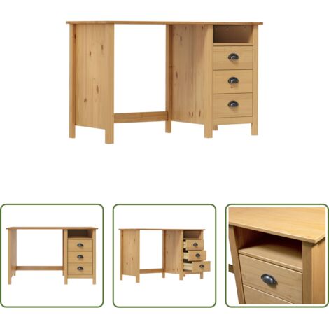 vidaXL Scrivania per ufficio - Scrivania Hill con 3 Cassetti 120x50x74 cm in Massello di Pino