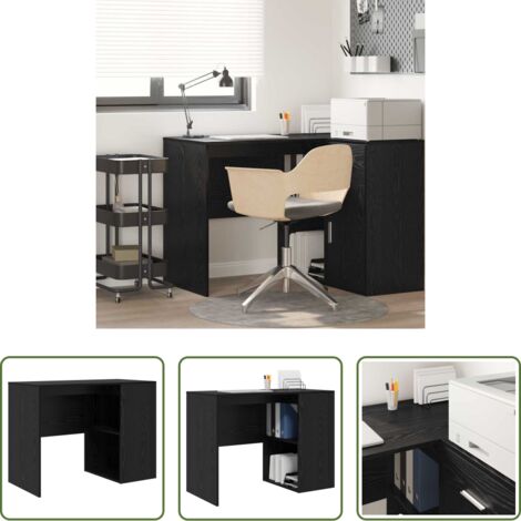 vidaXL Scrivania per ufficio -  Scrivania Rovere Nero 102 x 50 x 75 cm Legno multistrato