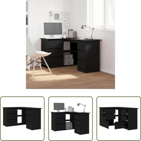 vidaXL Scrivania per ufficio -  Scrivania Rovere Nero 145 x 100 x 76 cm Legno multistrato