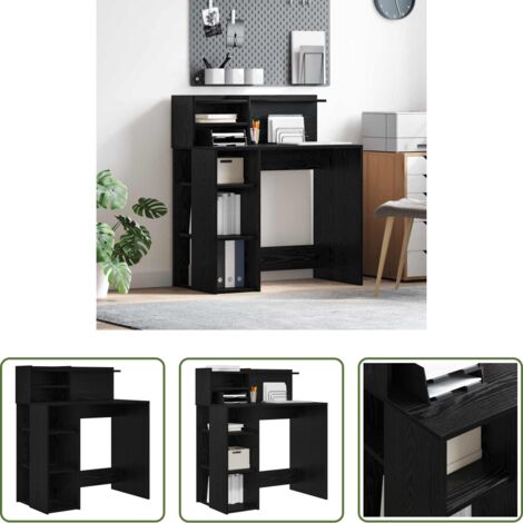 vidaXL Scrivania per ufficio -  Scrivania Rovere Nero 90 x 48 x 101,5 cm Legno multistrato