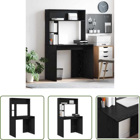 vidaXL Scrivania per ufficio -  Scrivania Rovere Nero 91 x 50 x 149 cm Legno multistrato