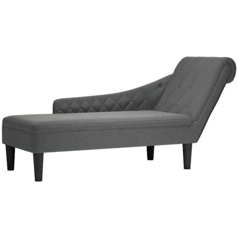 vidaXL Sdraio con Cuscino e Bracciolo Destro in Tessuto Grigio Scuro
