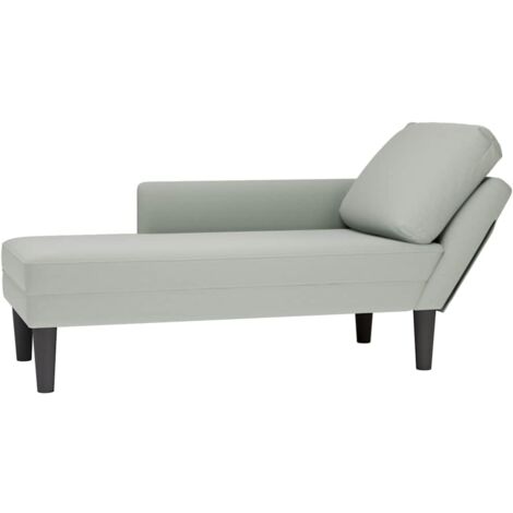 vidaXL Sdraio con Cuscino e Bracciolo Destro in Velluto Grigio Chiaro