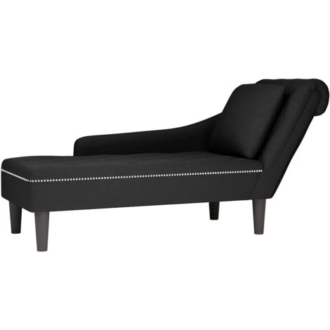 vidaXL Sdraio con Cuscino e Bracciolo Destro in Velluto Nero