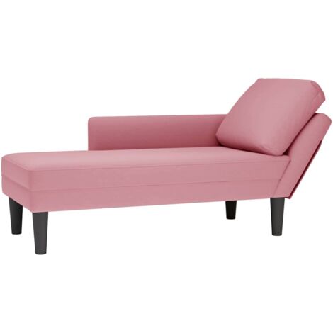 vidaXL Sdraio con Cuscino e Bracciolo Destro in Velluto Rosa