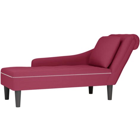 vidaXL Sdraio con Cuscino e Bracciolo Destro in Velluto Rosso Vino