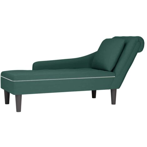 vidaXL Sdraio con Cuscino e Bracciolo Destro in Velluto Verde Scuro