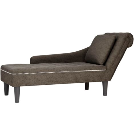 vidaXL Sdraio con Cuscino e Bracciolo Destro Similpelle Grigio Scuro