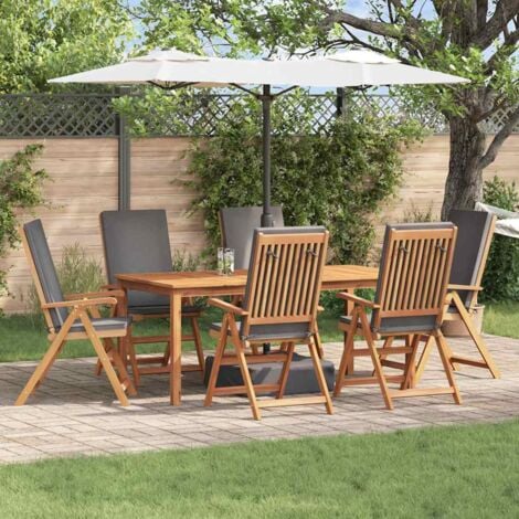 vidaXL Sdraio da giardino reclinabili con cuscini, 6 pezzi in legno massiccio di teak