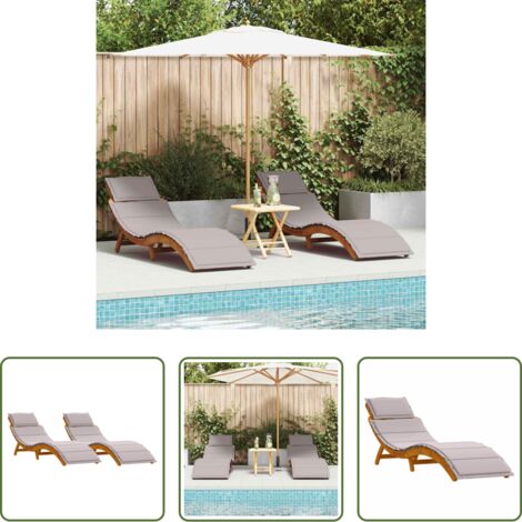 vidaXL Sdraio terrazza -  Lettino prendisole 2 pcs Talpa Legno di Acacia Massello