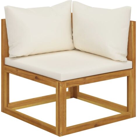 Vidaxl – Canapé d'angle sectionnel en bois d'acacia massif – Coussins confortables – Dimensions 70x70x60cm – Finition à l'huile pour extérieur