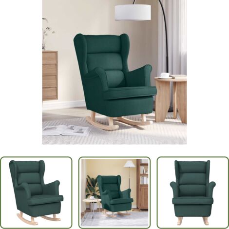 vidaXL Sedia a dondolo in tessuto -  Sedia a Dondolo Verde Scuro 74x90x102 cm in Tessuto