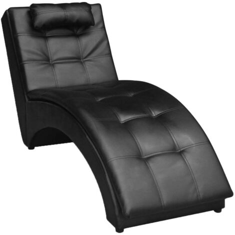 vidaXL Sedia a Sdraio con Cuscino Nera in Similpelle