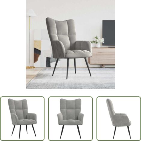 vidaXL Sedia con braccioli -  Sedia Relax Grigio Chiaro in Velluto