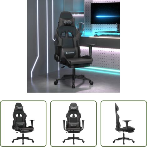 vidaXL Sedia con poggiapiedi -  Sedia da Gaming con Poggiapiedi Nero e Grigio in Similpelle