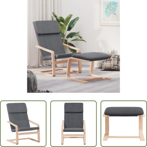 vidaXL Sedia con schienale -  Poltrona Relax con Poggiapiedi Grigio Chiaro in Tessuto