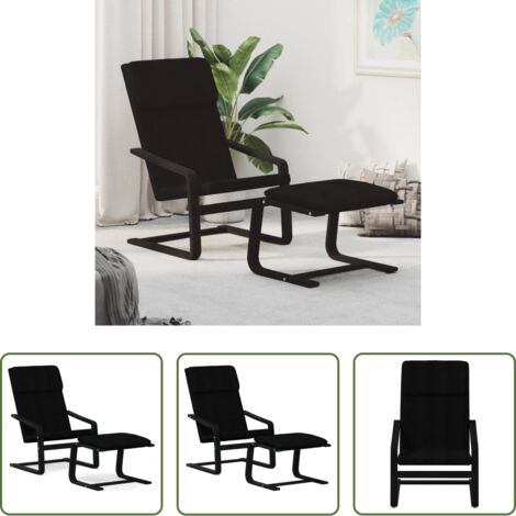 vidaXL Sedia con schienale -  Poltrona Relax con Poggiapiedi Nera in Tessuto