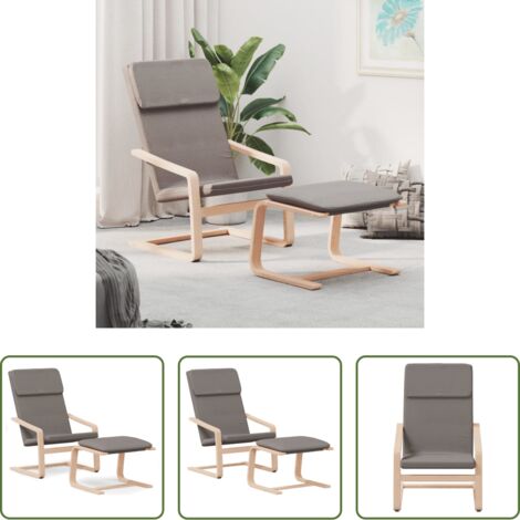 vidaXL Sedia con schienale -  Poltrona Relax con Poggiapiedi Tortora in Tessuto