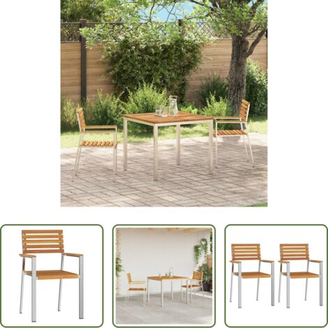 vidaXL Sedia da esterno -  Sedia da Giardino 2 pcs Olio Naturale Legno di Acacia Massello
