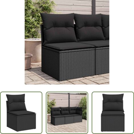 vidaXL Sedia da esterno -  Sedia da giardino senza braccioli con cuscini nera in polyrattan
