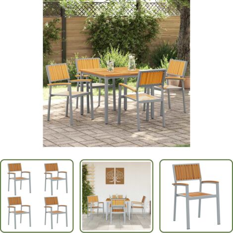vidaXL Sedia da esterno -  Sedia Impilabile 4 pcs Marrone 56 x 57 x 87 cm