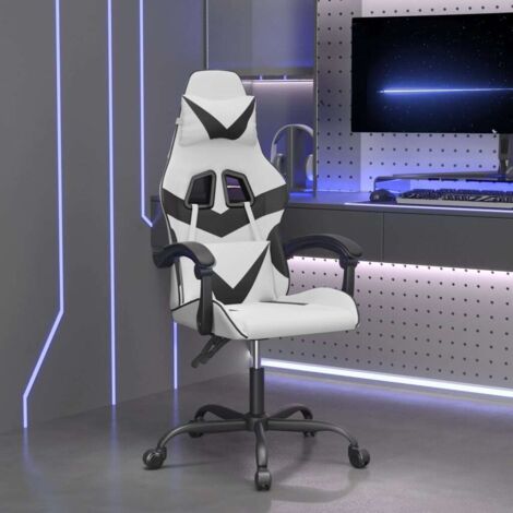 vidaXL Sedia da Gaming Bianco e Nero in Similpelle