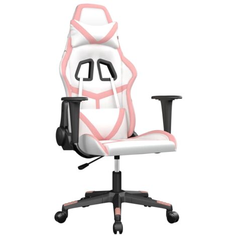 vidaXL Sedia da Gaming Bianco e Rosa in Similpelle