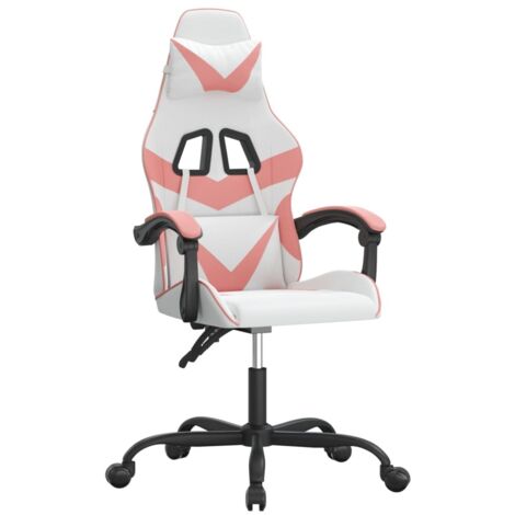 vidaXL Sedia da Gaming Girevole Bianco e Rosa in Similpelle