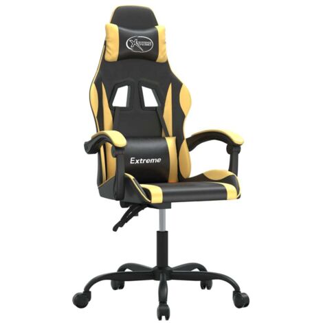 vidaXL Sedia da Gaming Girevole Nera e Oro in Similpelle