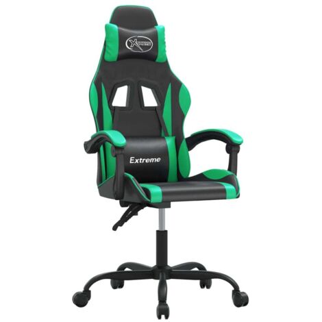 vidaXL Sedia da Gaming Girevole Nera e Verde in Similpelle