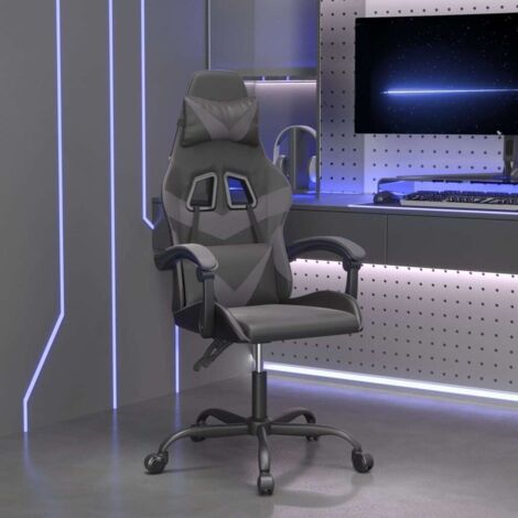 vidaXL Sedia da Gaming Nera e Grigia in Similpelle