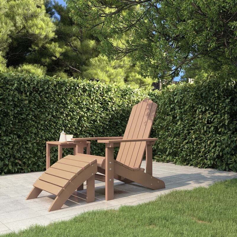 Sedia da Giardino Adirondack con Poggiapiedi Marrone hdpe Vidaxl 66611