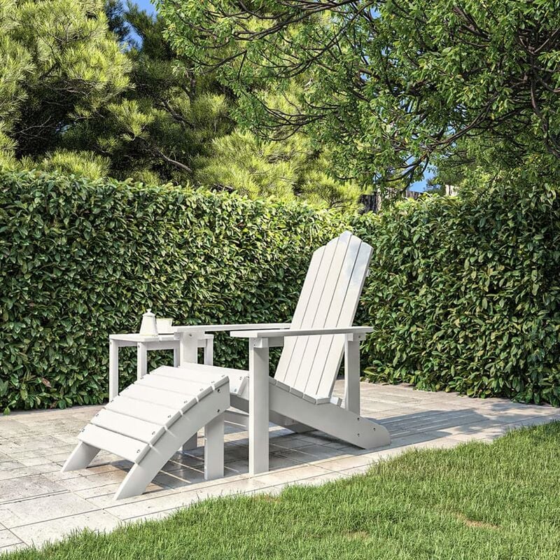 Sedia da Giardino Adirondack con Poggiapiedi Bianca hdpe Vidaxl 37783