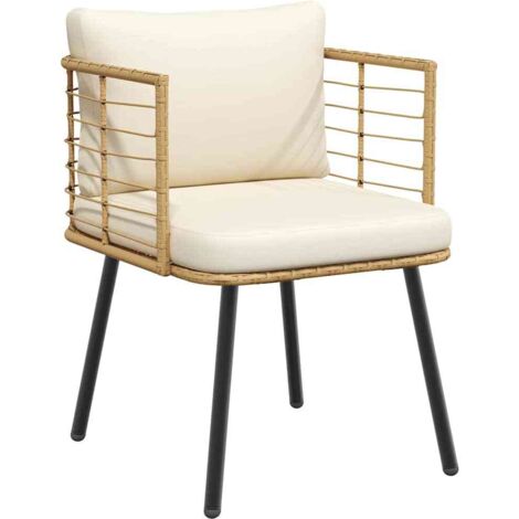 vidaXL Sedia da Giardino con Cuscini Naturale in Polyrattan