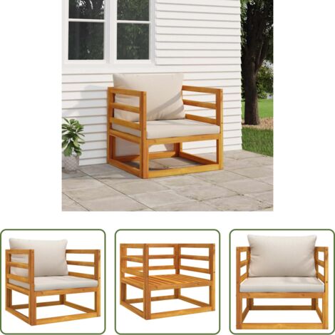 vidaXL Sedia da giardino in acacia -  Poltrona Giardino Cuscini Grigio Chiaro Legno Massello Acacia