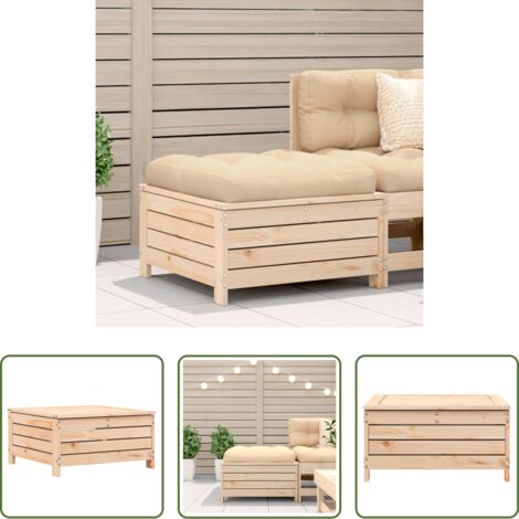 vidaXL Sedia da giardino -  Poggiapiedi da Giardino con Cuscino in Legno Massello di Pino