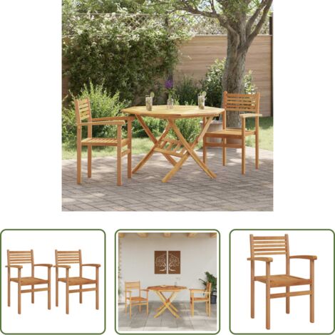 vidaXL Sedia da giardino -  Sedia 2 pcs Marrone 56 x 55 x 90.5 cm Legno di teak solido