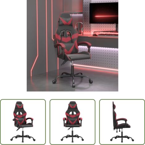 vidaXL Sedia da gioco -  Sedia da Gaming Girevole Nero e Rosso Vino in Similpelle