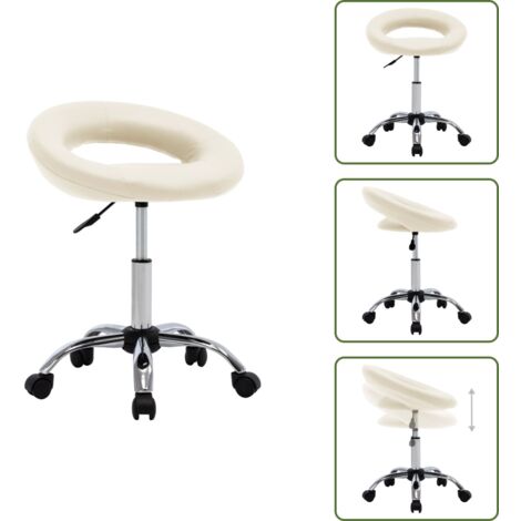 - vidaXL Sedia da Lavoro con Ruote Crema in Similpelle -