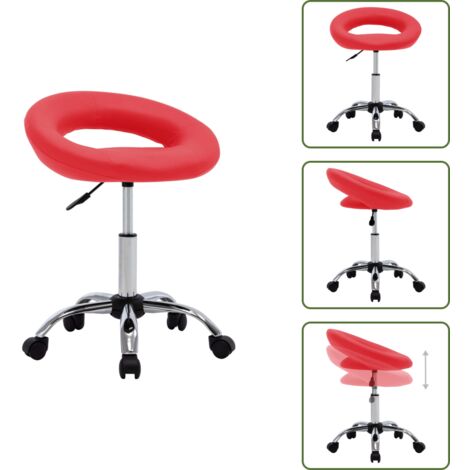 - vidaXL Sedia da Lavoro con Ruote Rossa in Similpelle -