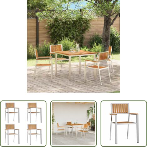 vidaXL Sedia da patio -  Sedia da Giardino 4 pcs Marrone Legno di teak solido