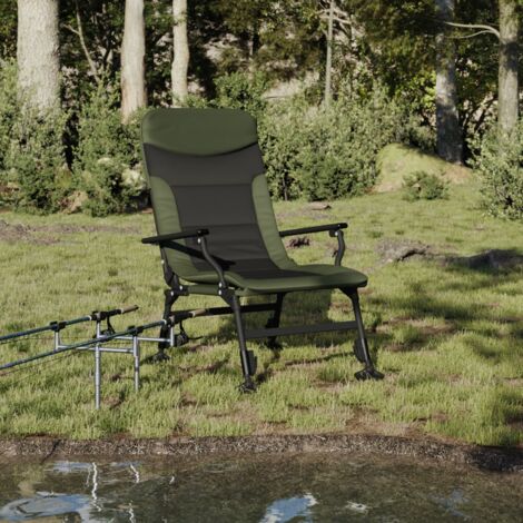 vidaXL Sedia da Pesca con Braccioli Pieghevole Verde