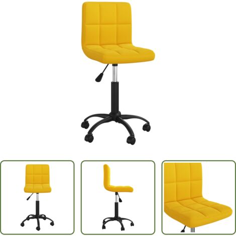 vidaXL Sedia da pranzo con ruote -  Sedia da Pranzo Girevole Giallo Senape in Velluto