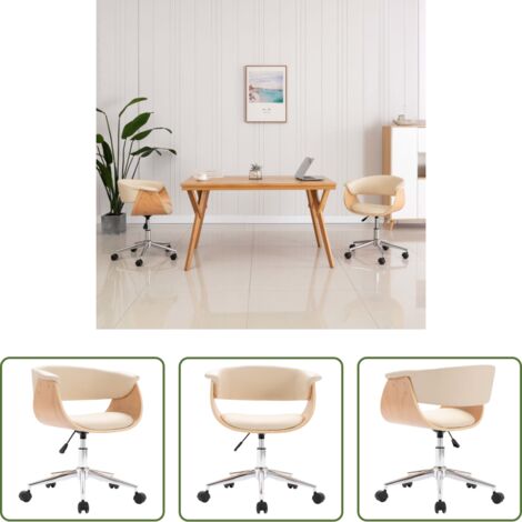 vidaXL Sedia da pranzo con schienale ergonomico -  Sedia da Pranzo Crema in Legno Piegato e Similpelle