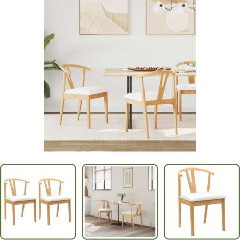 vidaXL Sedia da pranzo in legno massiccio -  Sedia da pranzo 2 pcs Naturale e chiaro Legno di gomma solido