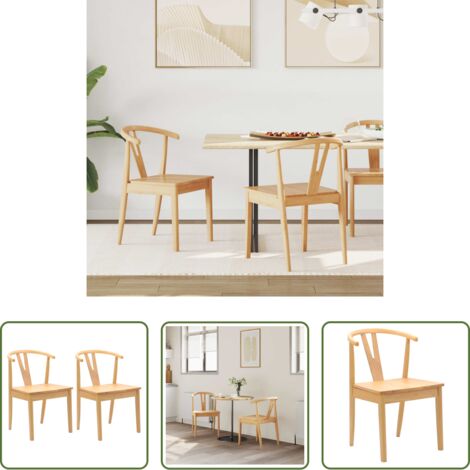 vidaXL Sedia da pranzo in legno massiccio -  Sedia da pranzo 2 pcs Naturale Legno di gomma solido