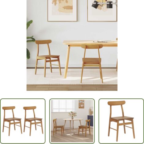 vidaXL Sedia da pranzo naturale -  Sedia da pranzo 2 pcs Naturale 43 x 44,5 x 77 cm