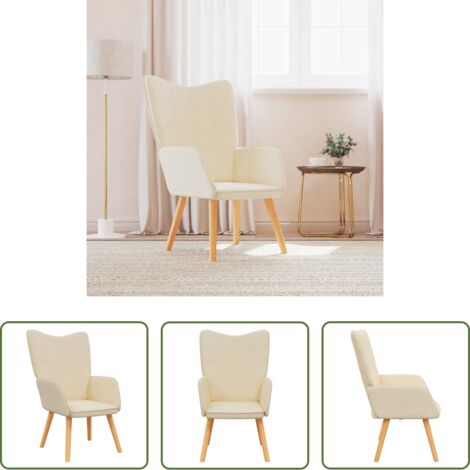 vidaXL Sedia da Pranzo -  Sedia Relax Crema in Tessuto